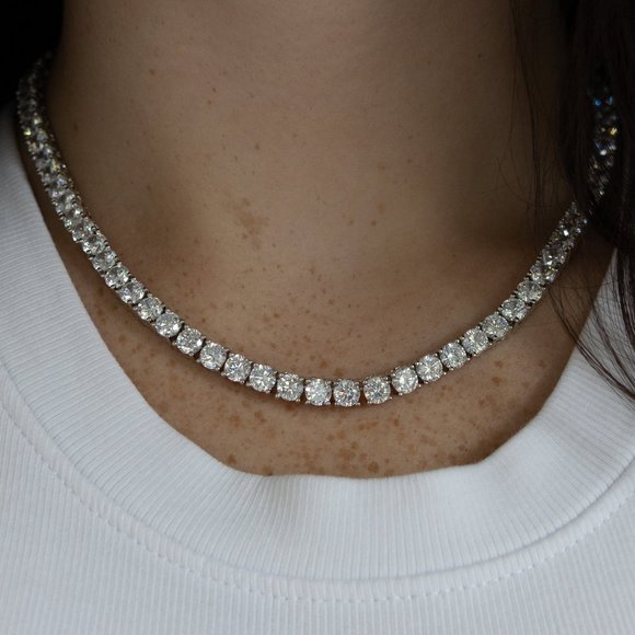 Jewelry - Diamond Tennis Necklace, Cubic Zirconia Tennis Necklace, 3mm-5mm Tennis Necklace